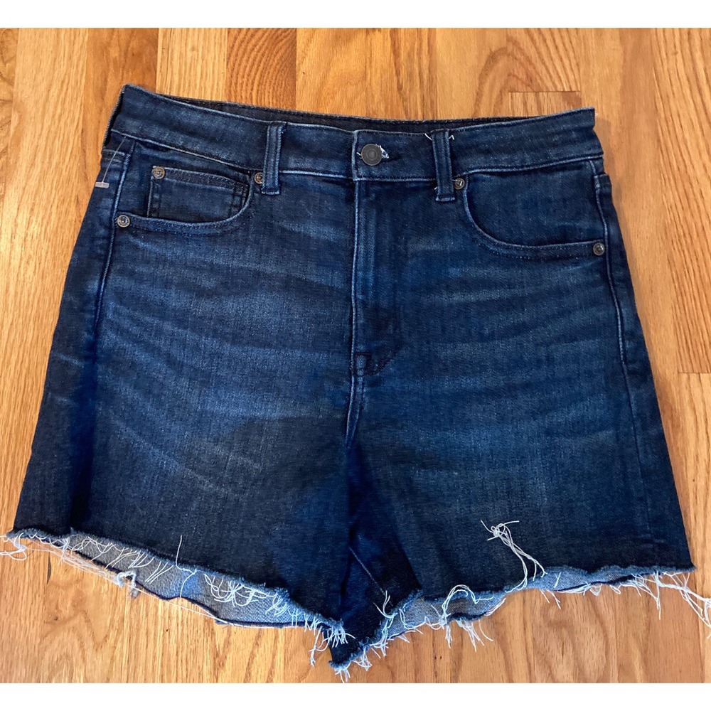 American Eagle Super Hi Rise Shortie Jean Shorts Next Level Stretch Sz 8